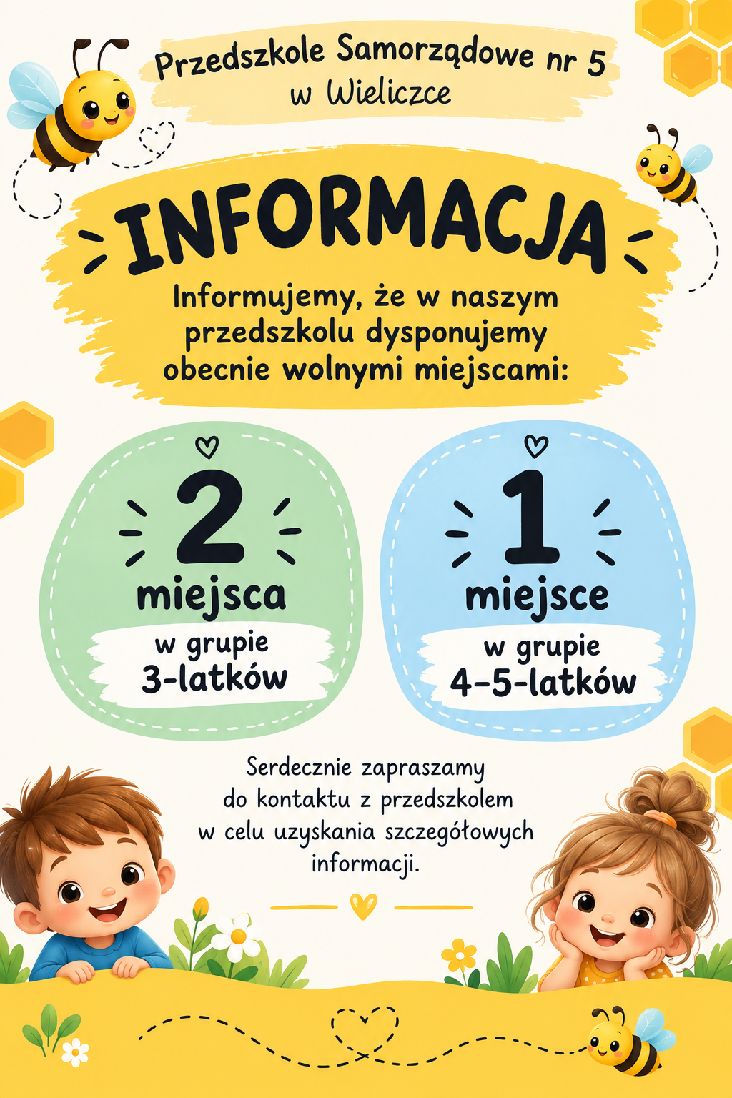 Wolne miejsca w Przedszkolu Samorządowym nr 5